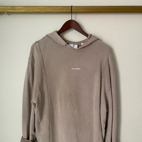 COLLUSION longline camel hoodie - Picture 3 of 9